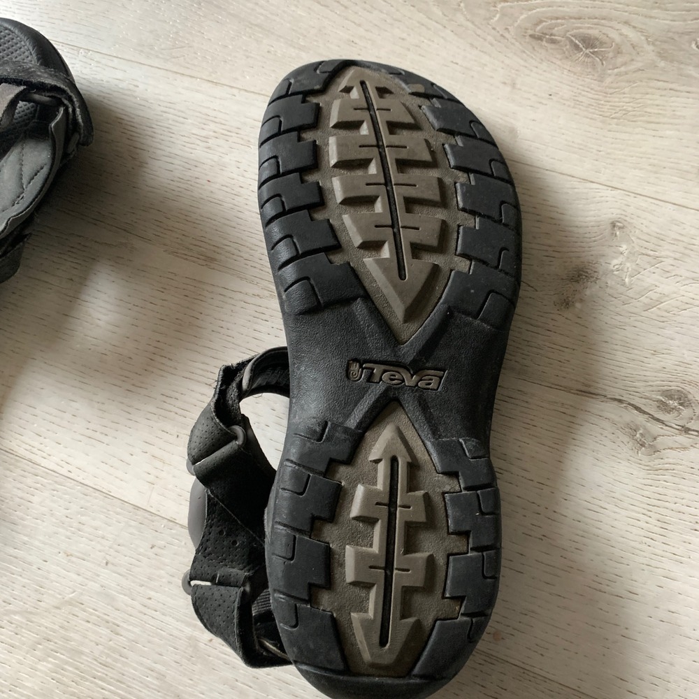Teva Shoc Pad Mens Hiking Sandals Black Grey Adjustable Sz 11‎ Outdoor Trail - Picture 8 of 11